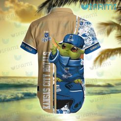 Royals Hawaiian Shirt Baby Yoda Tropical Flower Kansas City Royals Present Back