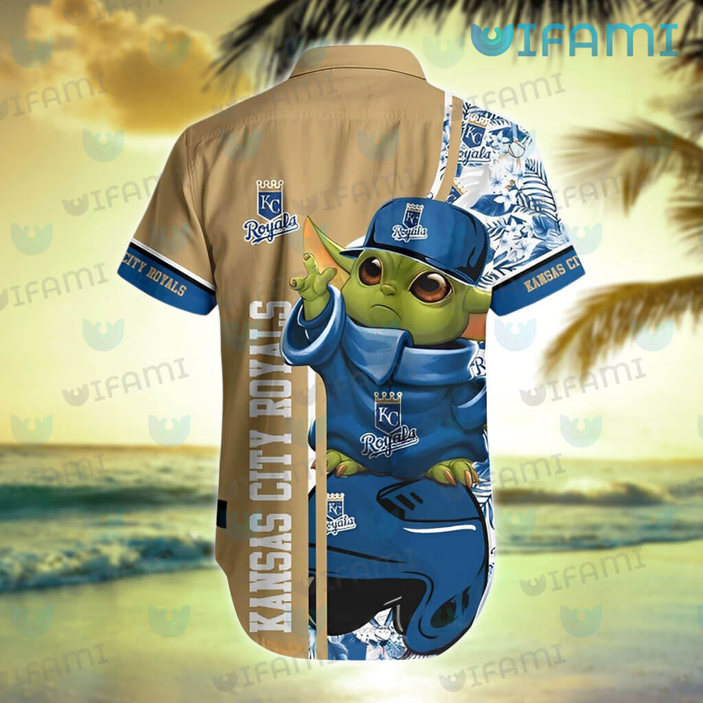Kansas City Royals MLB Baby Yoda Tiki Flower Hawaiian Shirt - Freedomdesign
