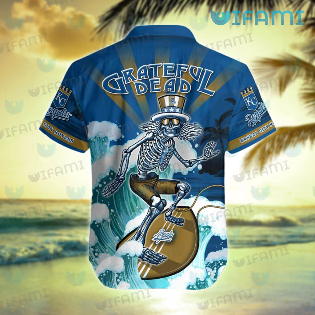 Royals Hawaiian Shirt Grateful Dead Skeleton Surfing Kansas City Royals  Gift - Personalized Gifts: Family, Sports, Occasions, Trending