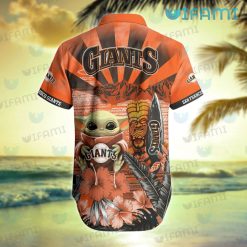 SF Giants Hawaiian Shirt Baby Yoda Tiki Mask San Francisco Giants Present Back