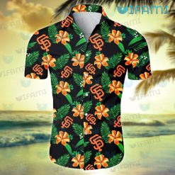 SF Giants Hawaiian Shirt Hibiscus Tropical Leaf San Francisco Giants Gift