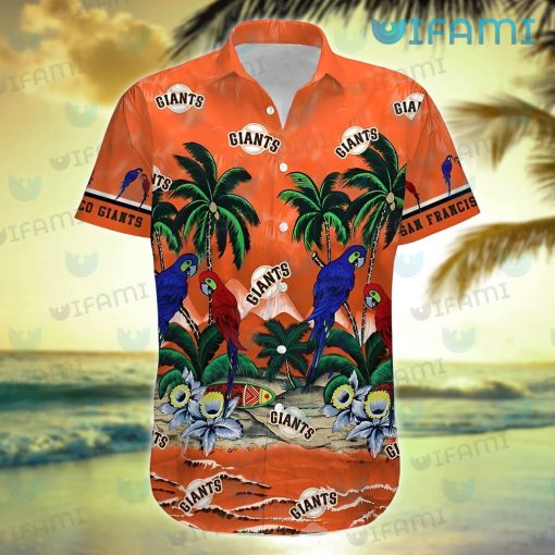 SF Giants Hawaiian Shirt Parrot Tropical Sea San Francisco Giants Gift