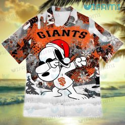 SF Giants Hawaiian Shirt Snoopy Dabbing Snowflake San Francisco Giants Present