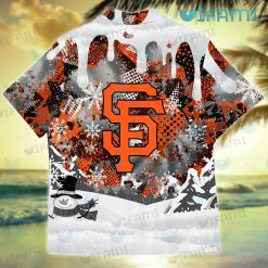 SF Giants Hawaiian Shirt Snoopy Dabbing Snowflake San Francisco Giants Present Back