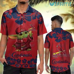 STL Cardinals Hawaiian Shirt Baby Yoda Hibiscus Flower St Louis Cardinals Gift