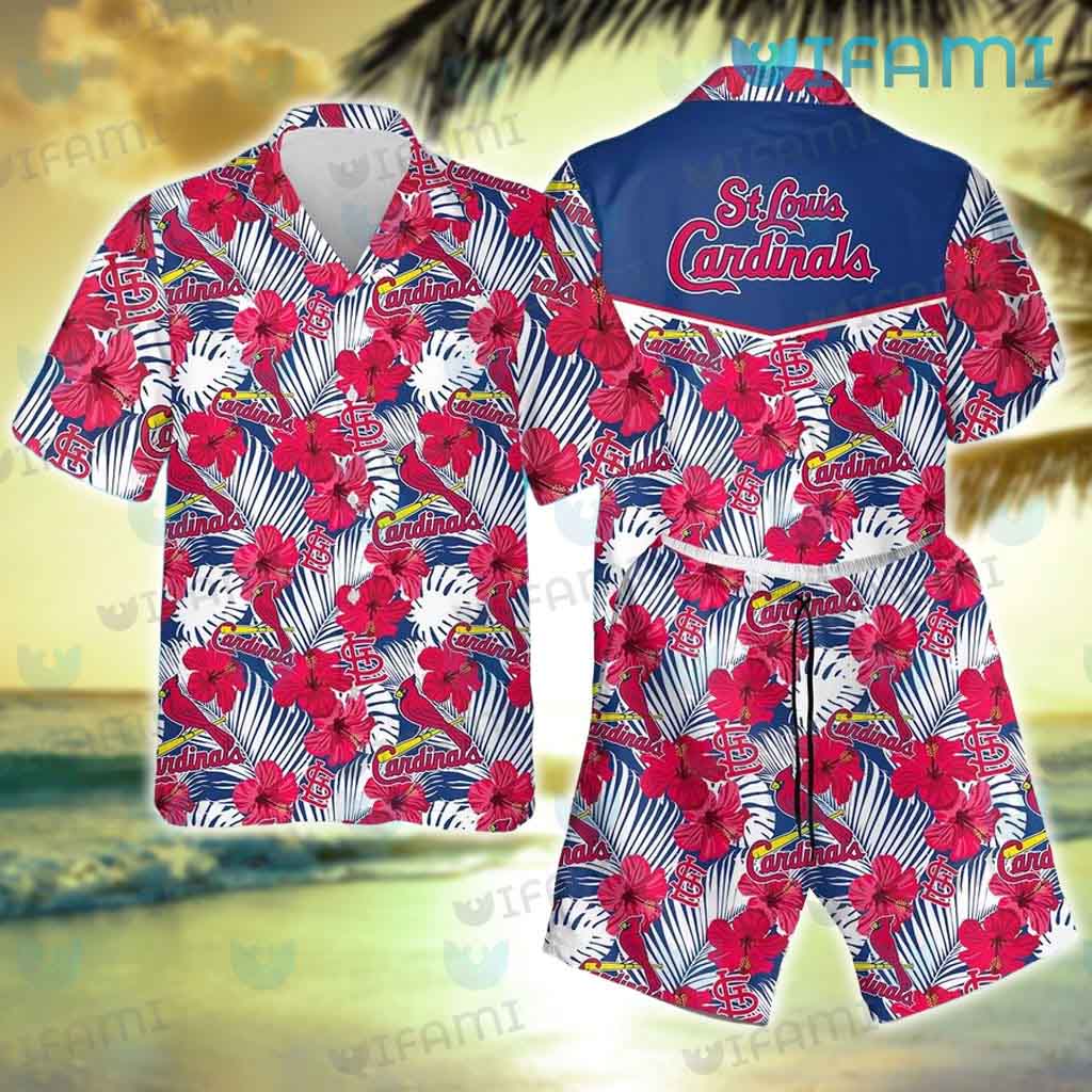 Personalized St. Louis Cardinals Navy Red Hawaiian Shirt And Short