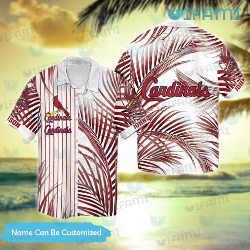 STL Cardinals Hawaiian Shirt Palm Leaves Stripe Pattern Custom St Louis Cardinals Gift