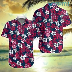 STL Cardinals Hawaiian Shirt Red White Hibiscus Tropical Leaves St Louis Cardinals Gift