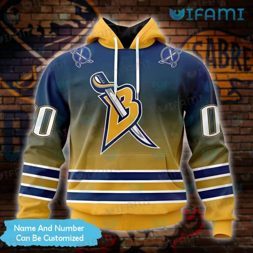 Sabres Hoodie 3D Blue Gold Gradient Retro Personalized Buffalo Sabres Gift