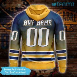 Sabres Hoodie 3D Blue Gold Gradient Retro Personalized Buffalo Sabres Present Back