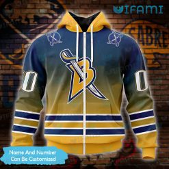 Sabres Hoodie 3D Blue Gold Gradient Retro Personalized Buffalo Sabres Zipper