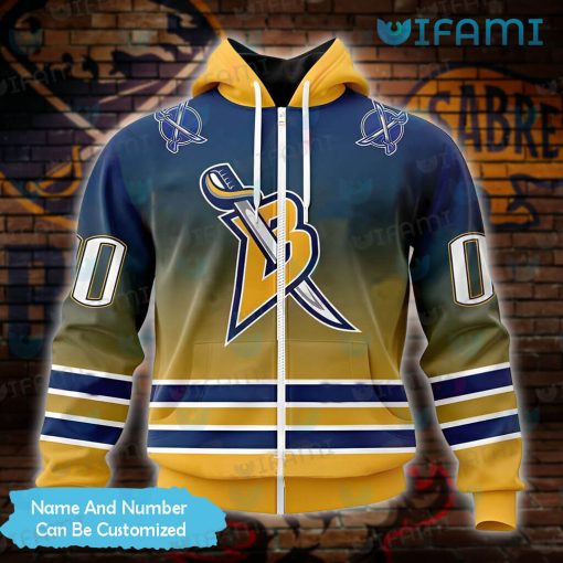 Sabres Hoodie 3D Blue Gold Gradient Retro Personalized Buffalo Sabres Gift