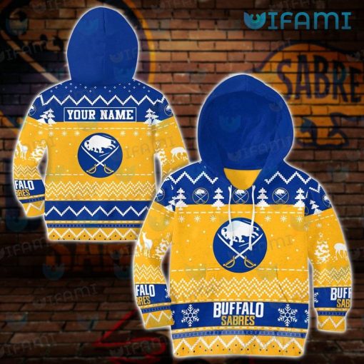 Sabres Hoodie 3D Christmas Chevron Pattern Buffalo Sabres Gift