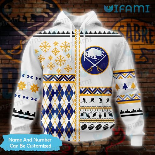 Sabres Hoodie 3D Christmas Criss Cross Pattern Custom Buffalo Sabres Gift