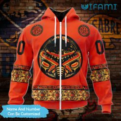 Sabres Hoodie 3D Native American Wolf Art Personalized Buffalo Sabres Zipper