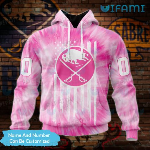 Sabres Hoodie 3D Pink Tie-Dye Breast Cancer Personalized Buffalo Sabres Gift