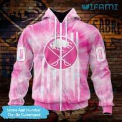 Sabres Hoodie 3D Pink Tie Dye Breast Cancer Personalized Buffalo Sabres Zipper