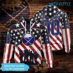 Sabres Hoodie 3D Soldiers Silhouette USA Flag Personalized Buffalo Sabres Gift