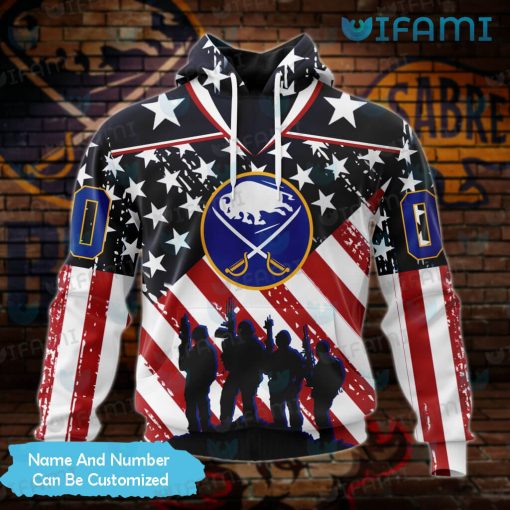 Sabres Hoodie 3D Soldiers Silhouette USA Flag Personalized Buffalo Sabres Gift