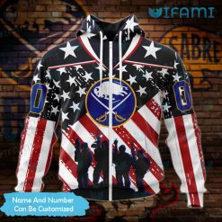 Sabres Hoodie 3D Soldiers Silhouette USA Flag Personalized Buffalo Sabres Zipper
