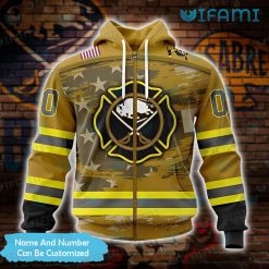 Sabres Hoodie 3D Yellow Honnor Firefighter Logo Personalized Buffalo Sabres Zipper