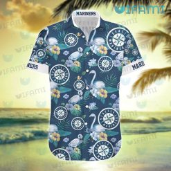 Seattle Mariners Hawaiian Shirt Flamingo Tropical Flower Mariners Present Front