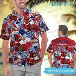 St Louis Cardinals Hawaiian Shirt Mascot Tropical Flower Custom St Louis Cardinals Gift