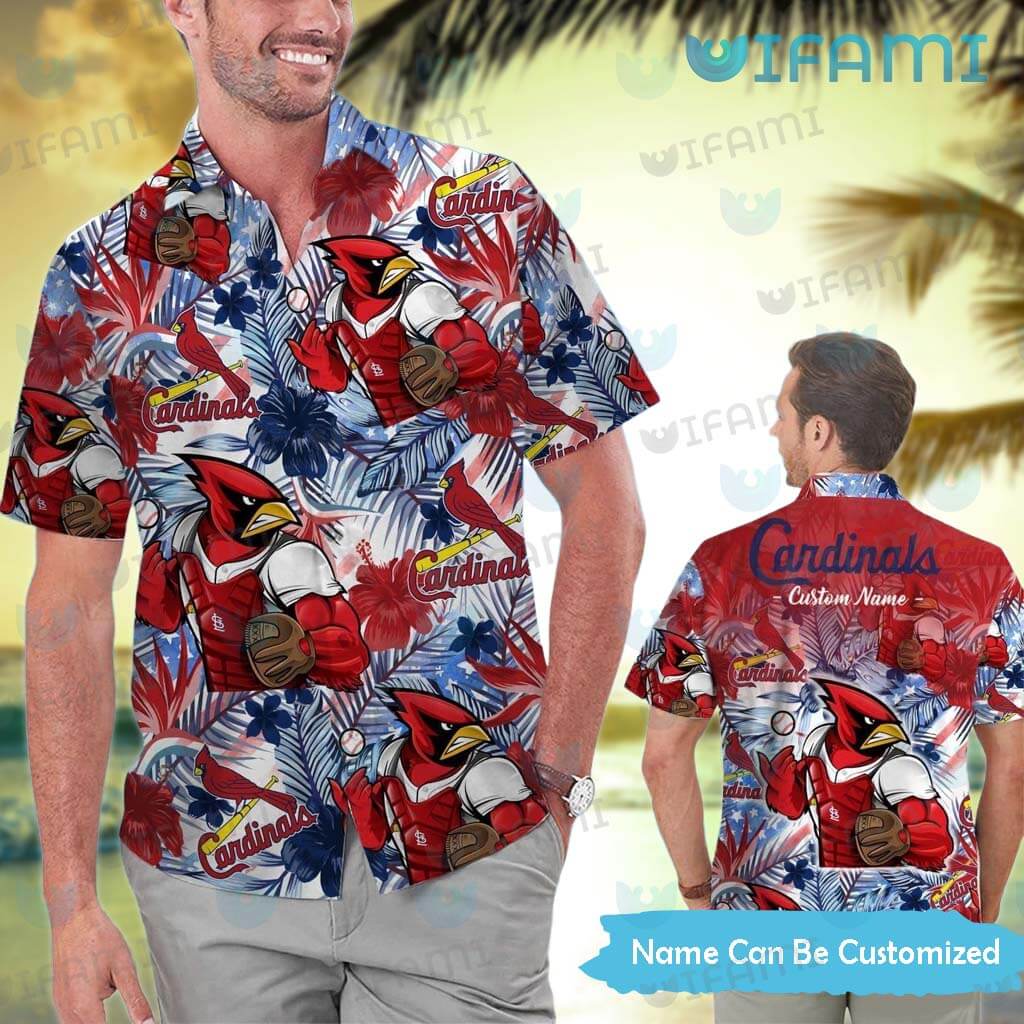 St Louis Cardinals Hawaiian Shirt Mascot Tropical Flower Custom St Louis  Cardinals Gift - Personalized Gifts: Family, Sports, Occasions, Trending