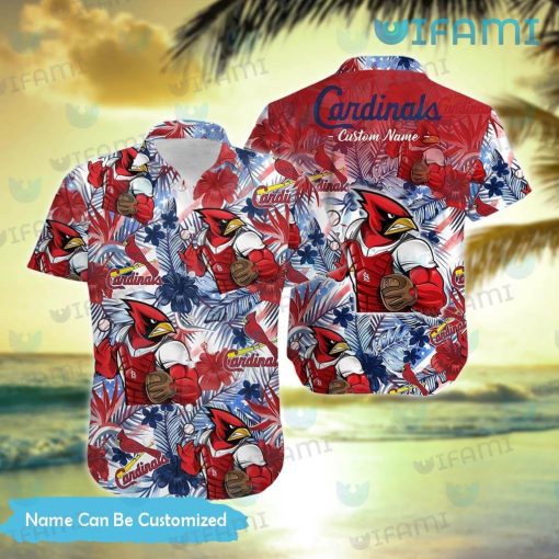 St Louis Cardinals Hawaiian Shirt Mascot Tropical Flower Custom St Louis Cardinals Gift