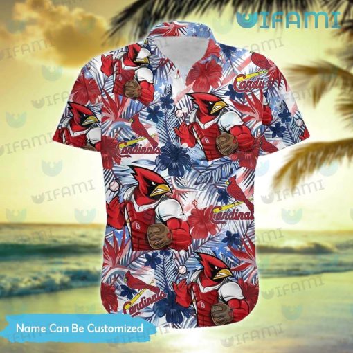 St Louis Cardinals Hawaiian Shirt Mascot Tropical Flower Custom St Louis Cardinals Gift