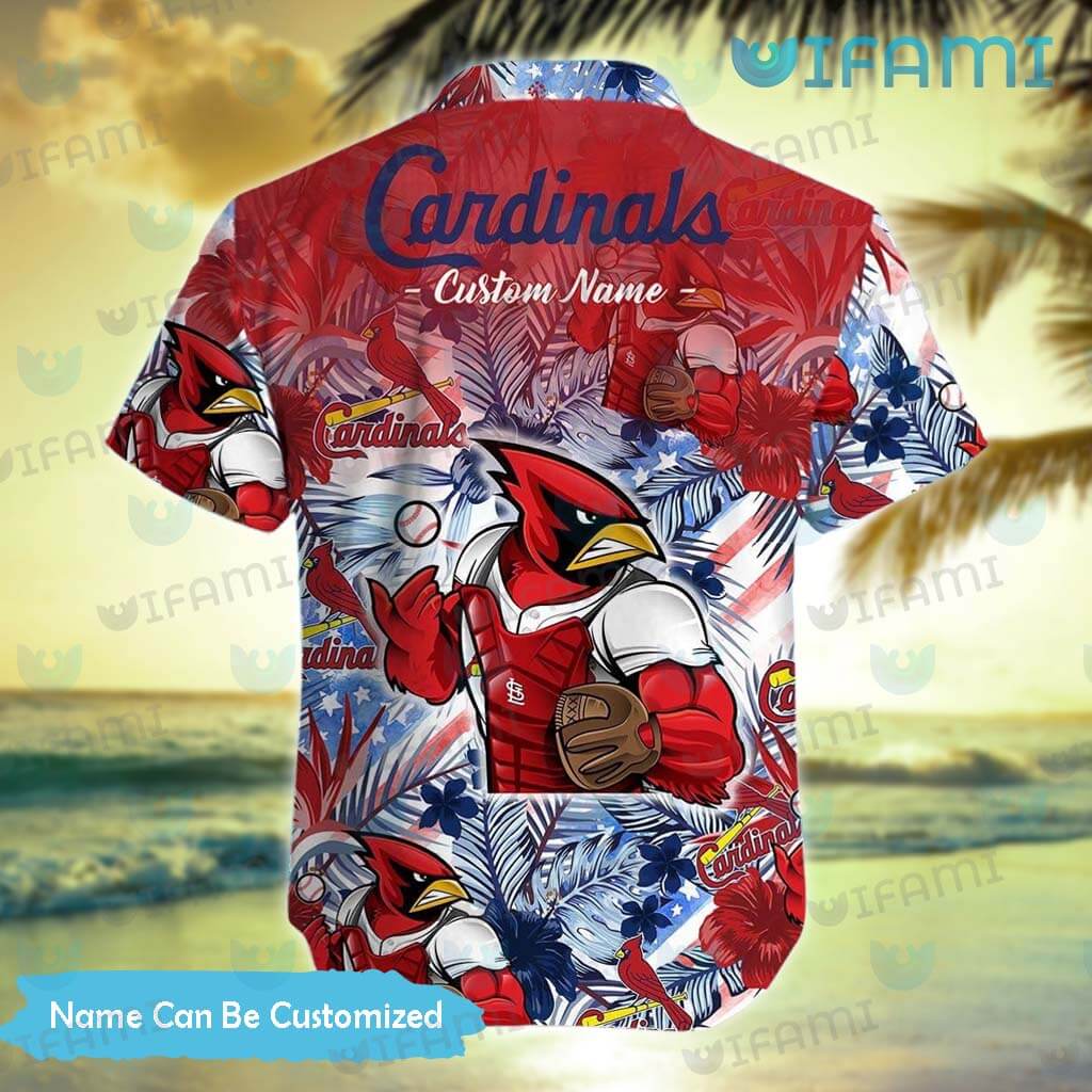 St Louis Cardinals Hawaiian Shirt Mascot Tropical Flower Custom St