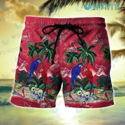 St Louis Cardinals Hawaiian Shirt Parrots Tropical Sea St Louis Cardinals Short