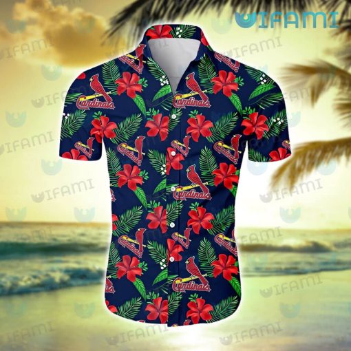 St Louis Cardinals Hawaiian Shirt Red Hibiscus Tropical Leaves St Louis Cardinals Gift