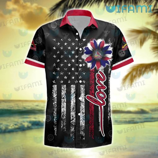 St Louis Cardinals Hawaiian Shirt Sunflower USA Flag St Louis Cardinals Gift