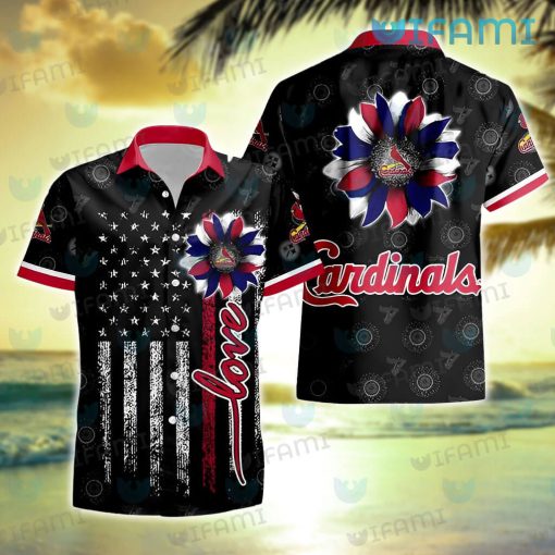 St Louis Cardinals Hawaiian Shirt Sunflower USA Flag St Louis Cardinals Gift