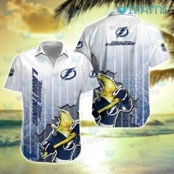 Tampa Bay Lightning Hawaiian Shirt Grunge Pattern Tampa Bay Lightning Gift