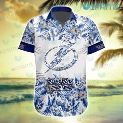 Tampa Bay Lightning Hawaiian Shirt Palm Flower Logo Tampa Bay Lightning Gift