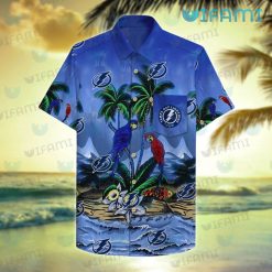 Tampa Bay Lightning Hawaiian Shirt Parrots Tropical Sea Tampa Bay Lightning Present Front