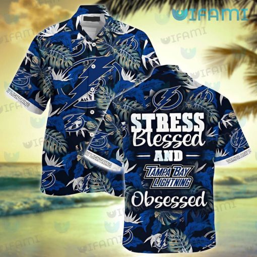 Tampa Bay Lightning Hawaiian Shirt Stress Blessed Obsessed Tampa Bay Lightning Gift