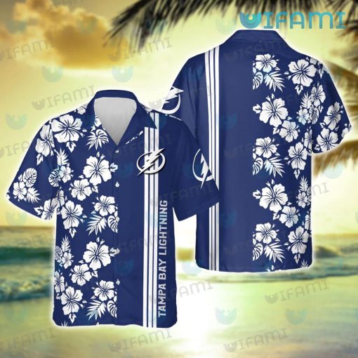 Tampa Bay Lightning Hawaiian Shirt White Flower Tropical Tampa Bay Lightning Gift