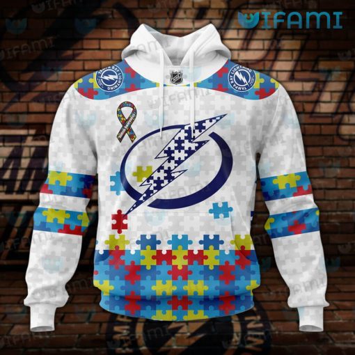 Tampa Bay Lightning Hoodie 3D Autism Awareness Puzzle Pieces Tampa Bay Lightning Gift