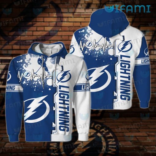 Tampa Bay Lightning Hoodie 3D Heartbeat Splash Pattern Tampa Bay Lightning Gift