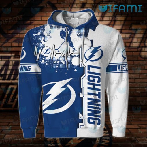 Tampa Bay Lightning Hoodie 3D Heartbeat Splash Pattern Tampa Bay Lightning Gift