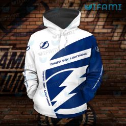 Tampa Bay Lightning Hoodie 3D White Blue Logo Tampa Bay Lightning Gift