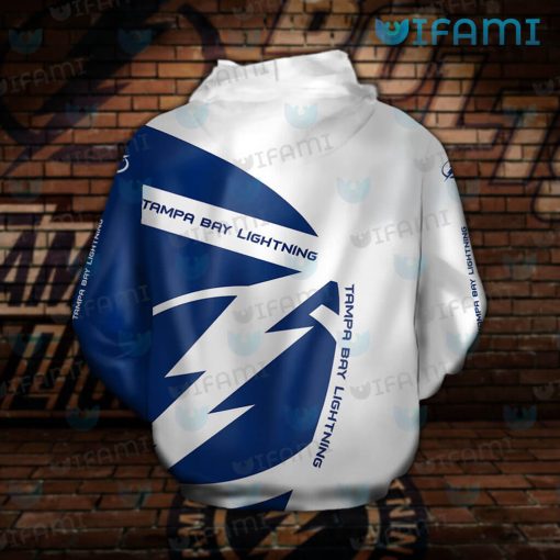 Tampa Bay Lightning Hoodie 3D White Blue Logo Tampa Bay Lightning Gift