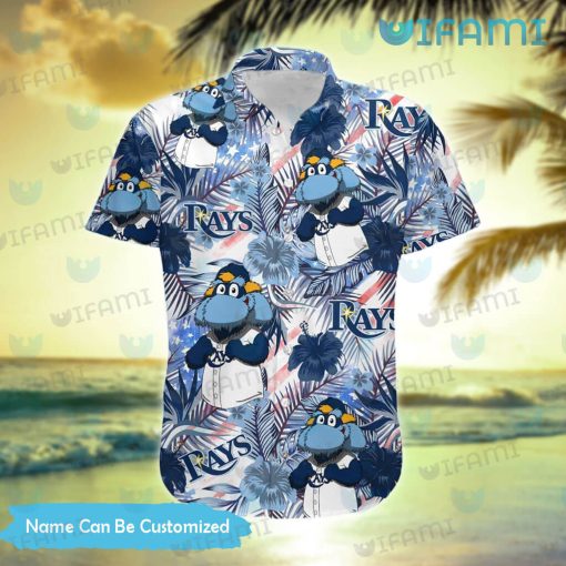 Tampa Bay Rays Hawaiian Shirt Mascot Tropical Leaves Custom TB Rays Gift