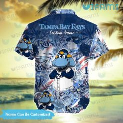 Tampa Bay Rays Hawaiian Shirt Mascot Tropical Leaves Custom TB Rays Present Front