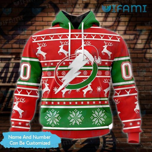 Tampa Lightning Hoodie 3D Chirstmas Santa Hat Personalized Tampa Bay Lightning Gift