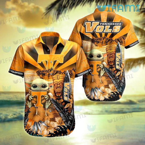 Tennessee Vols Hawaiian Shirt Baby Yoda Tiki Mask Tennessee Vols Gift