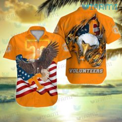 Tennessee Vols Hawaiian Shirt Eagle USA Flag Ripped Tennessee Vols Gift